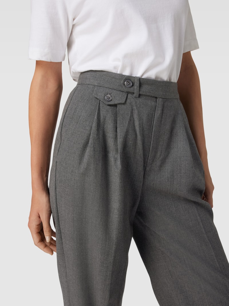 Bundfaltenhose mit Strukturmuster Modell 'TUMELO' in anthrazit
