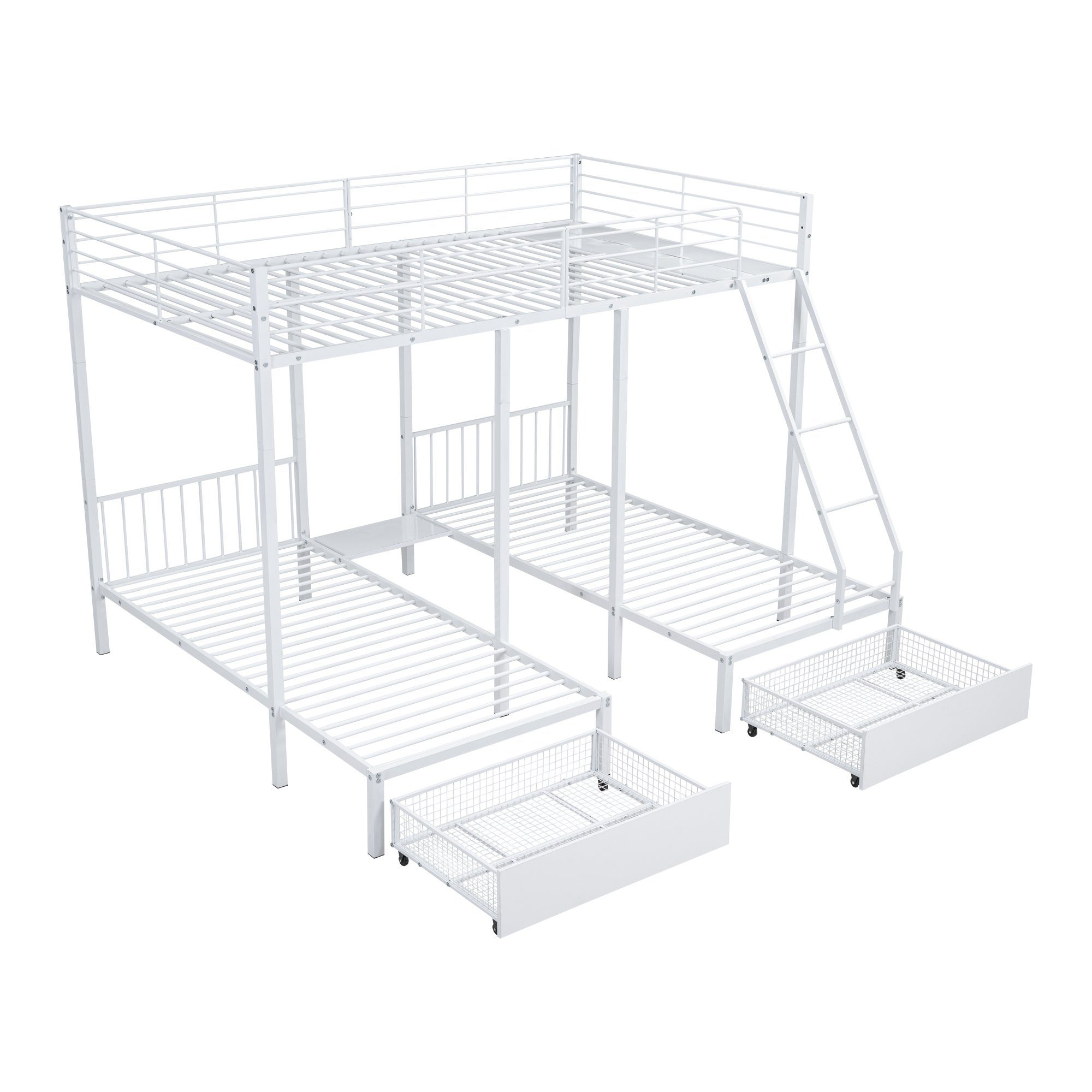 DEEP POWER Metallbett Etagenbett mit Schubladen Metallbett Doppelbett Einzelbett 140X200cm