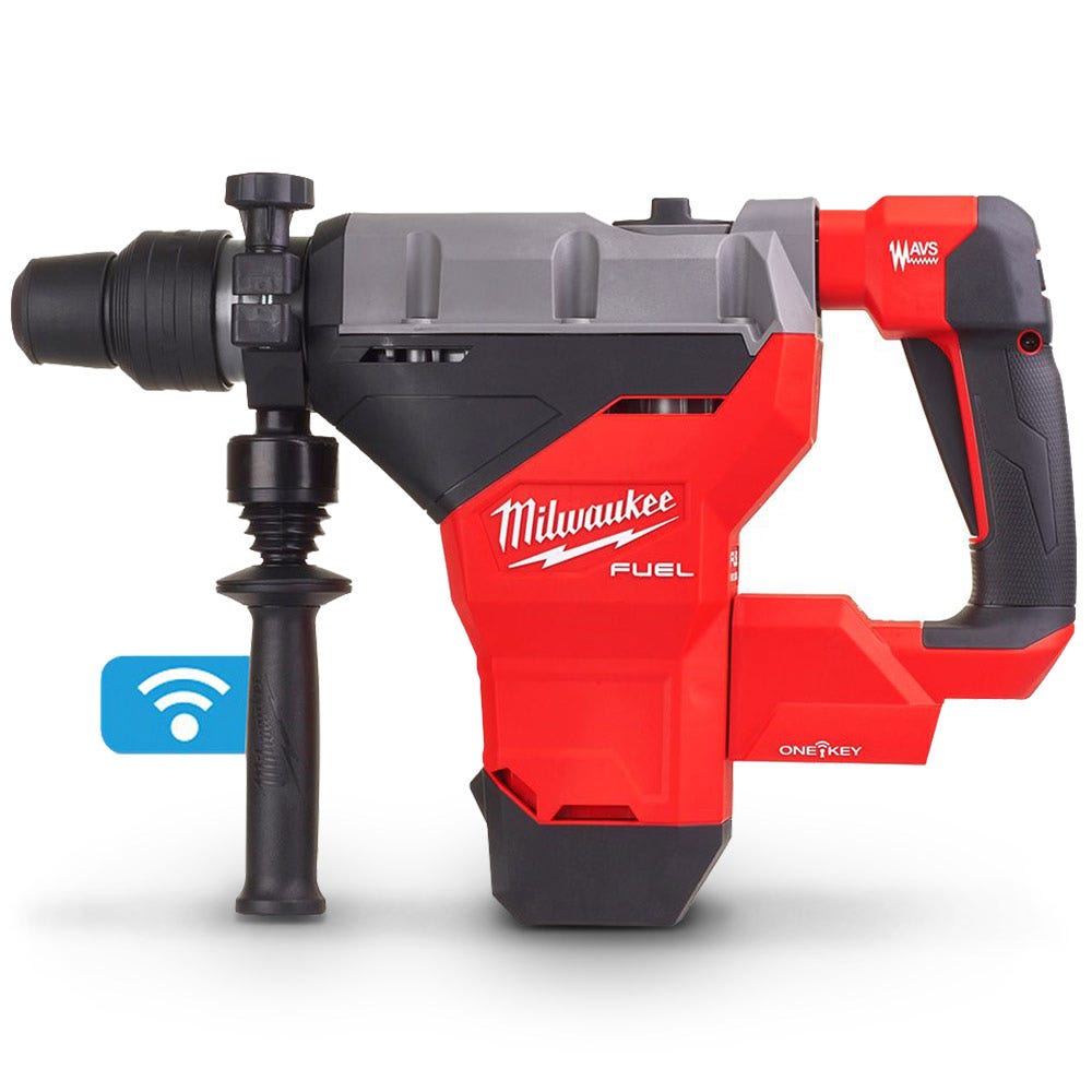 Martelo SDS Max Milwaukee Fuel 18V 44mm sem escovas com uma chave e protetor M18FHM-0