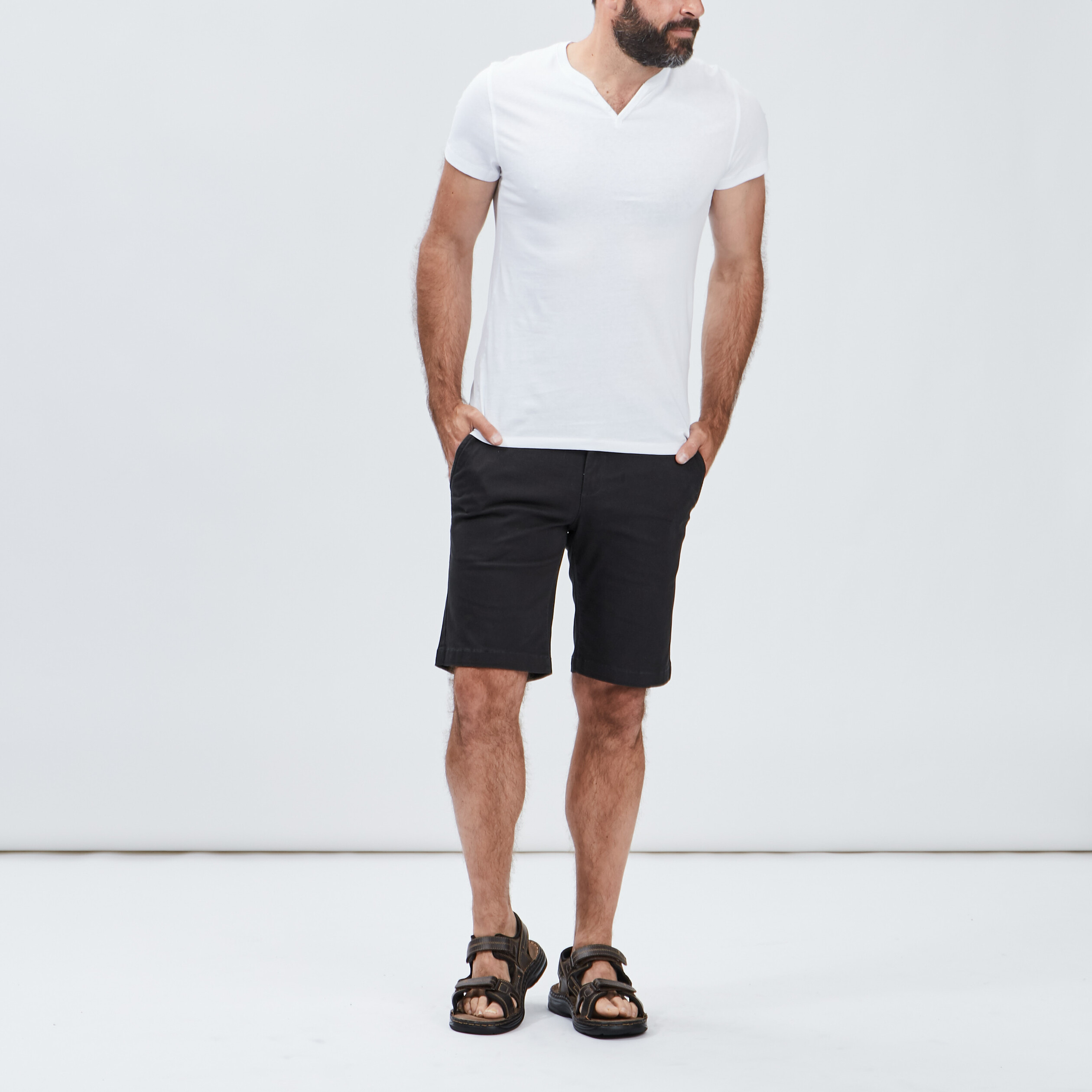 T-shirt manches courtes col tunisien blanc homme | La Halle