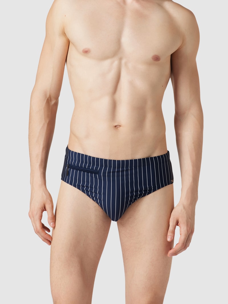 Badehose mit Streifenmuster in marineblau