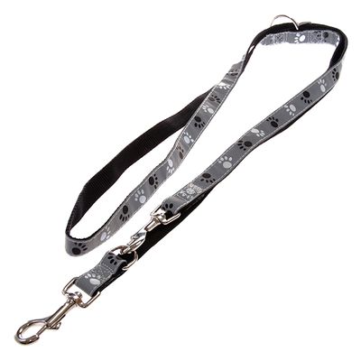 Trixie Set: Halsband Pfoten Silver Reflect + Hundeleine
