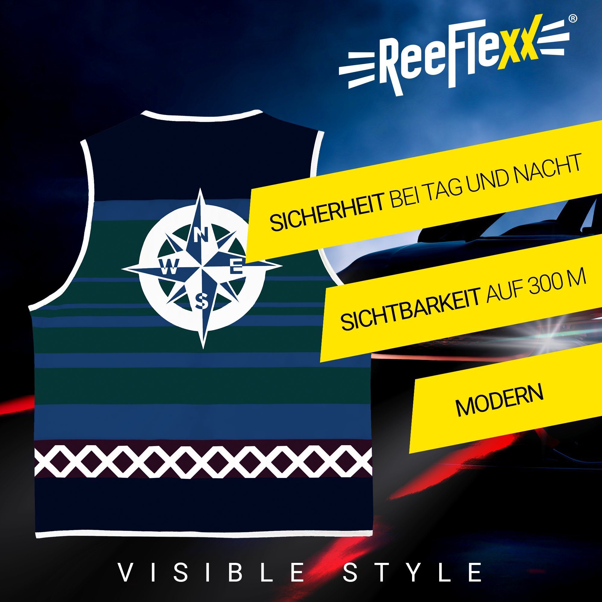 ReeFlexx Warnweste Green Nautic Compass - Herrenwarnweste
