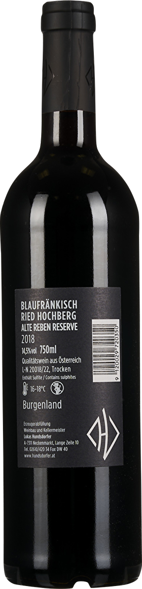 Hundsdorfer Blaufränkisch Ried Hochberg Alte Reben Reserve 2018