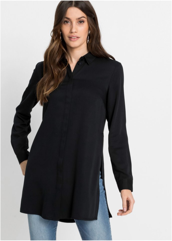 Longbluse mit Schlitz