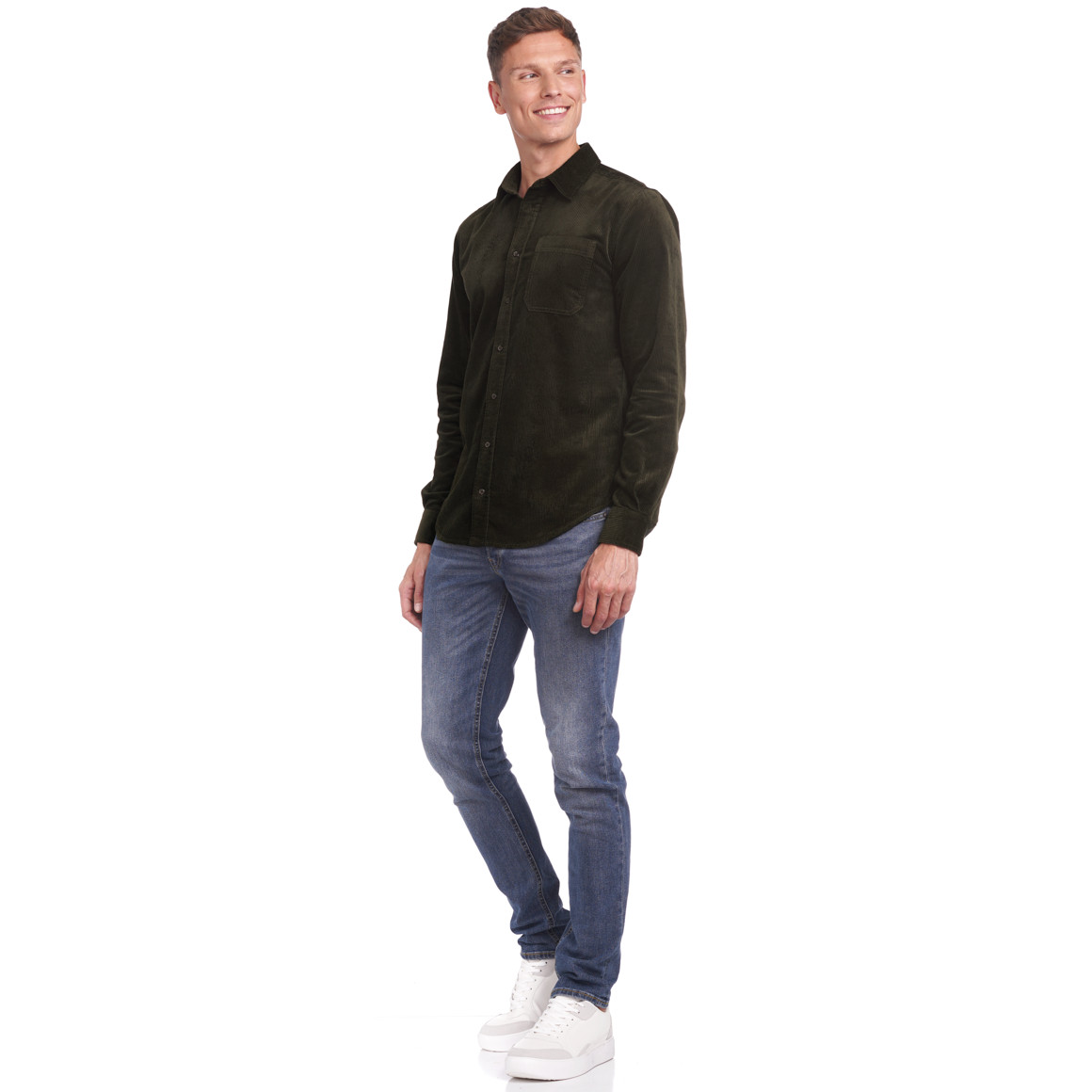 Herren Cord-Hemd mit Knopfleiste
