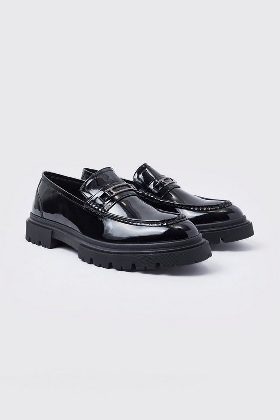 Klobige Lack-Loafer