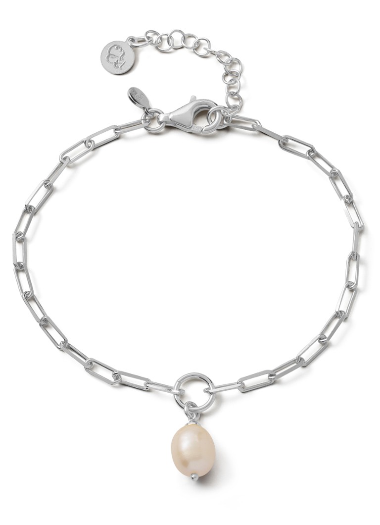 Casa Jewelry  Paperclip Pearl armband van zilver