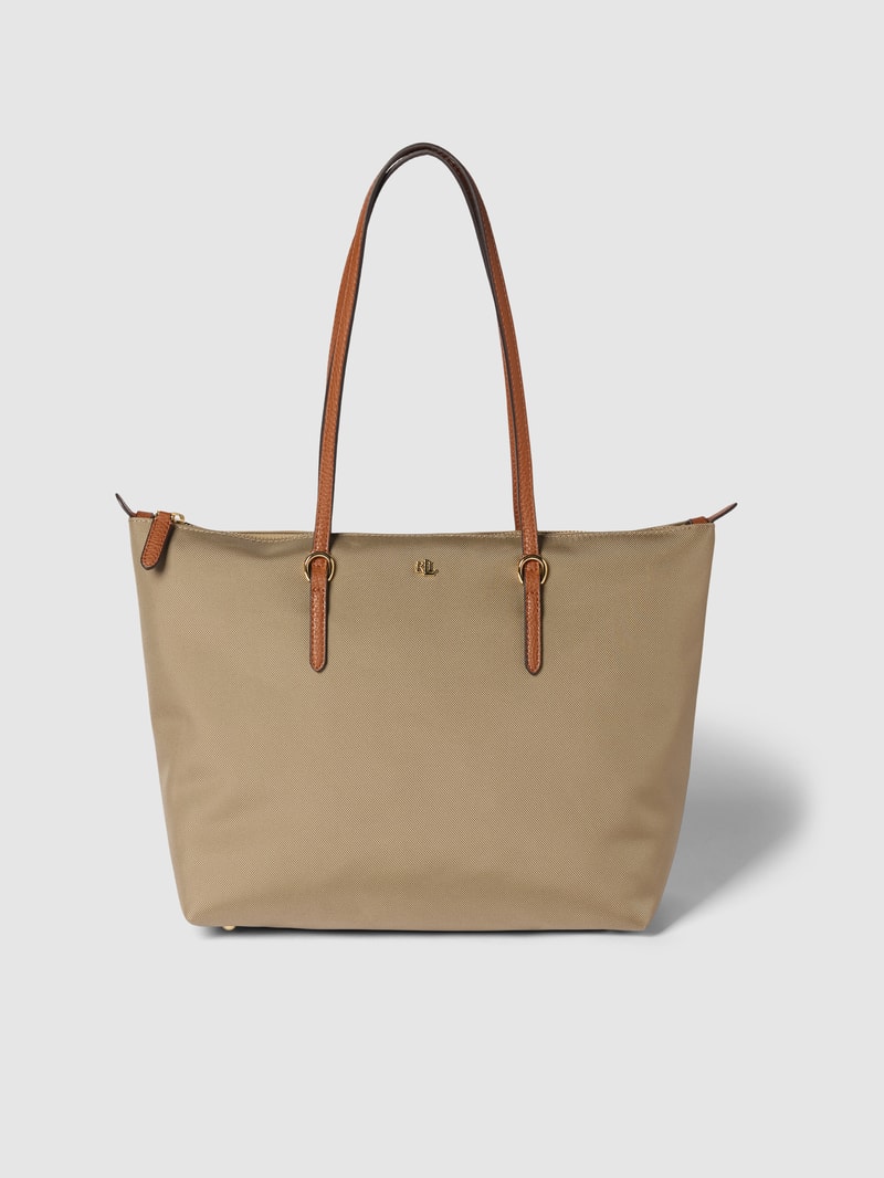 Tote Bag mit Label-Detail Modell 'KEATON' in taupe