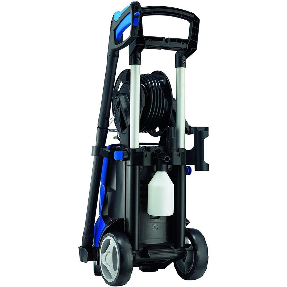 Nilfisk Hochdruckreiniger E 150.2-10 H X-tra, blau, Aluminiumpumpe, schwarz, Düse mit Druckregulierung, Schlauchtrommel, 150 bar