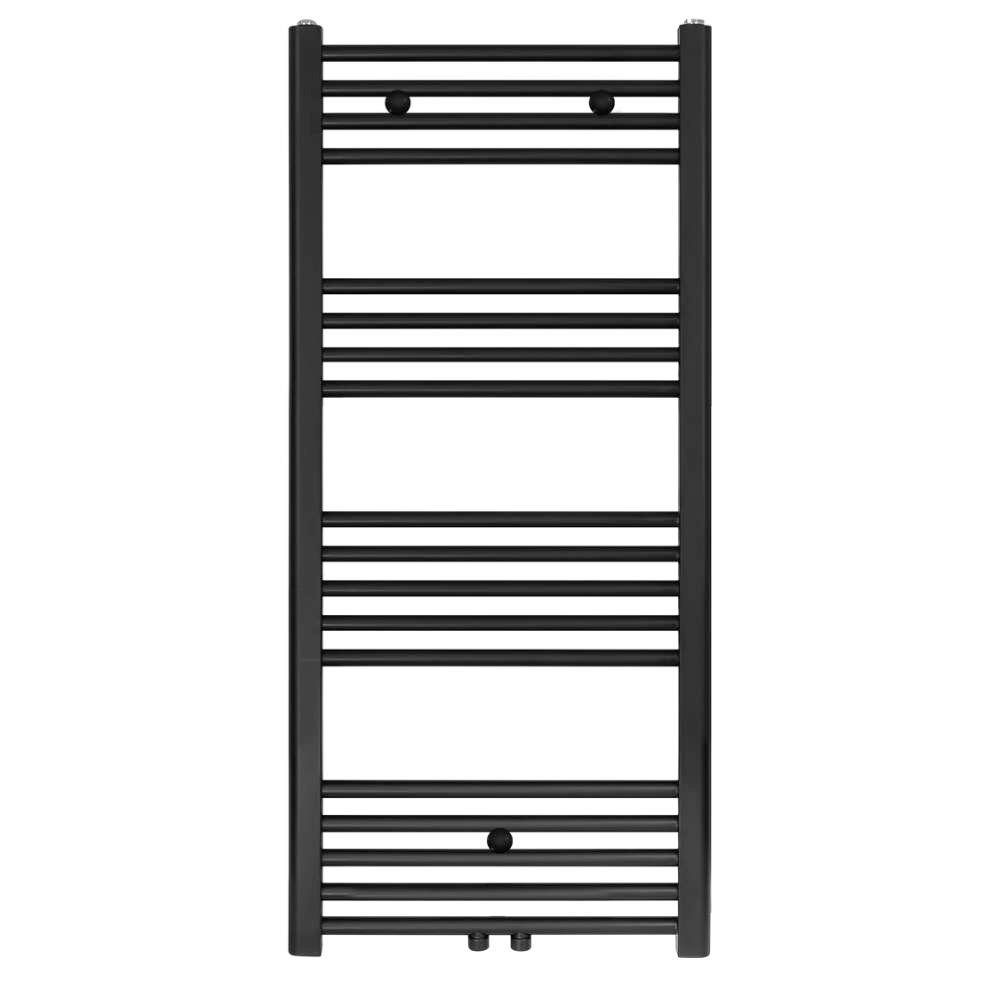 Belrad Badheizkörper BZM1200400, Badheizkörper Mittelanschluss Schwarz Matt Gebürstet 1200x400