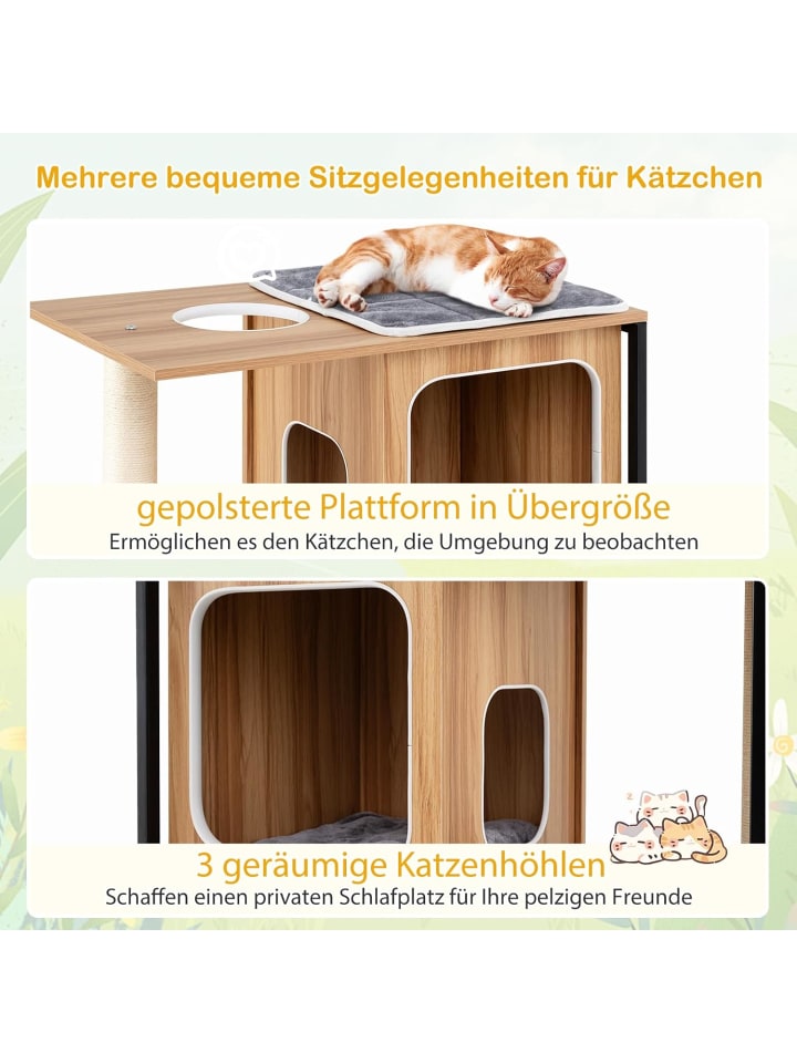 COSTWAY 2 in 1 Kratzbaum Katzenhaus in Hellbraun günstig kaufen onesize