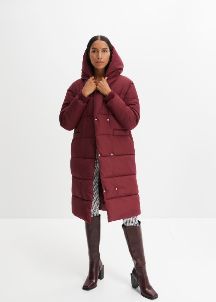 Wattierter Oversize-Mantel mit Kapuze, aus recyceltem Polyester