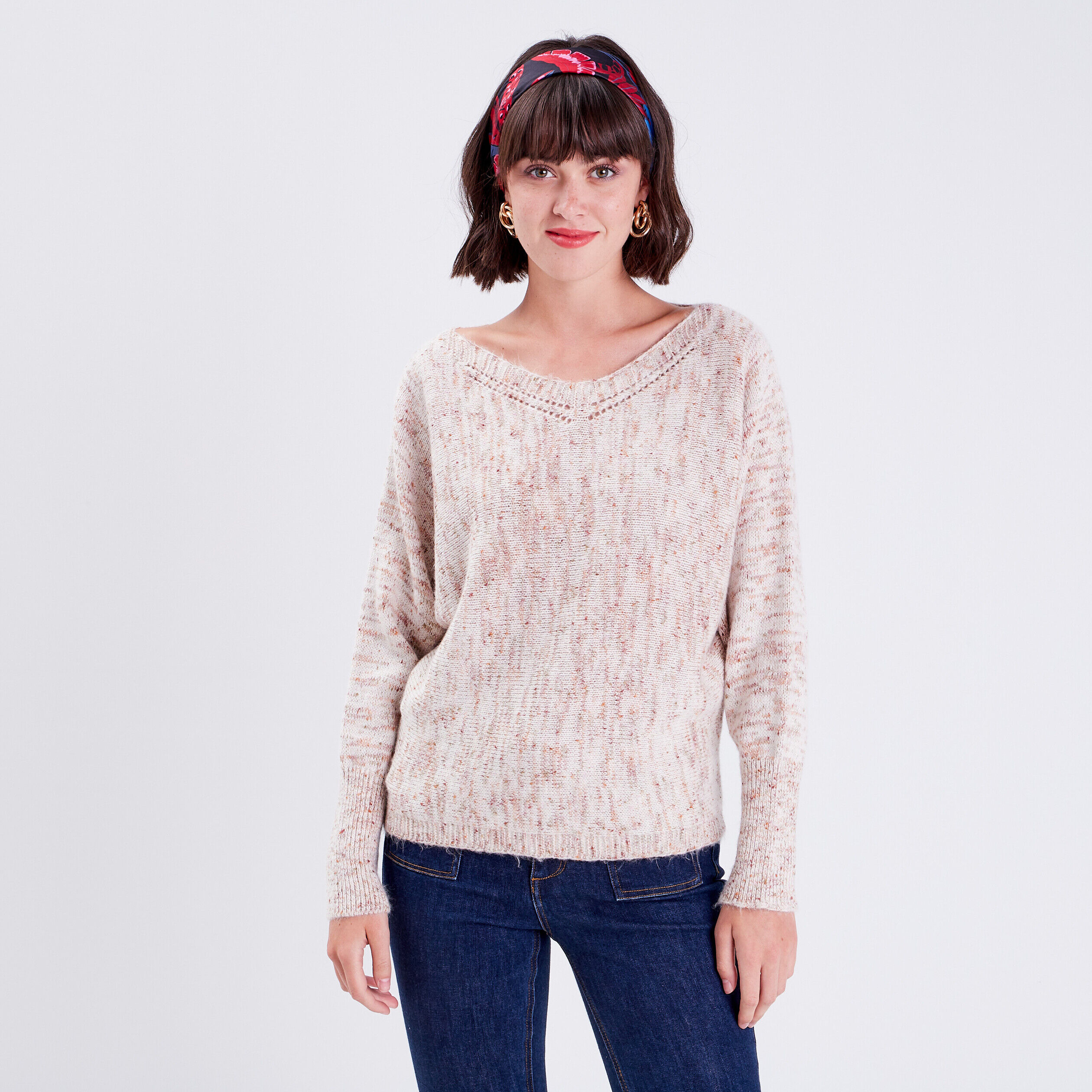 Pull manches papillons marron femme | Cache Cache