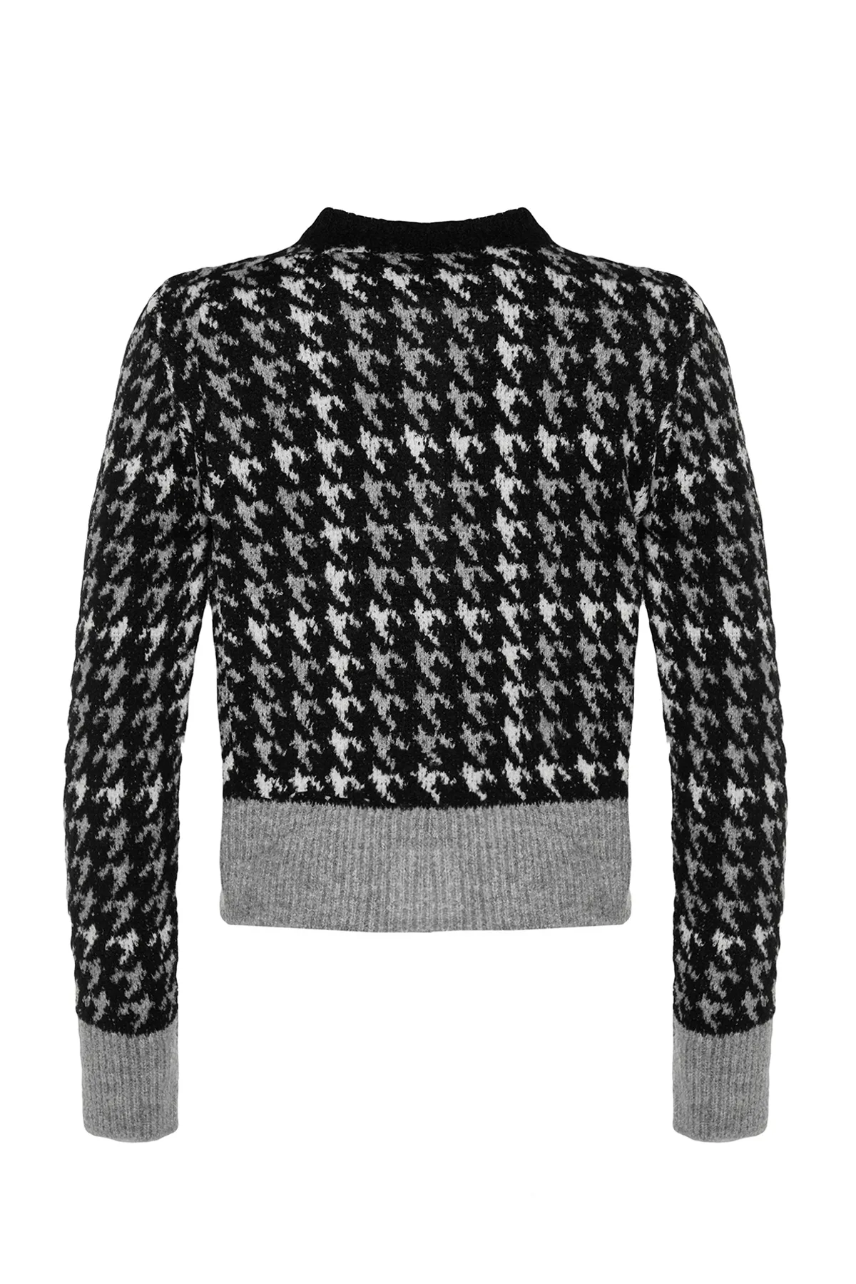 Trendyol Collection  Schwarzer Strickcardigan aus Bouclégarn mit Muster TWOAW24HI00277