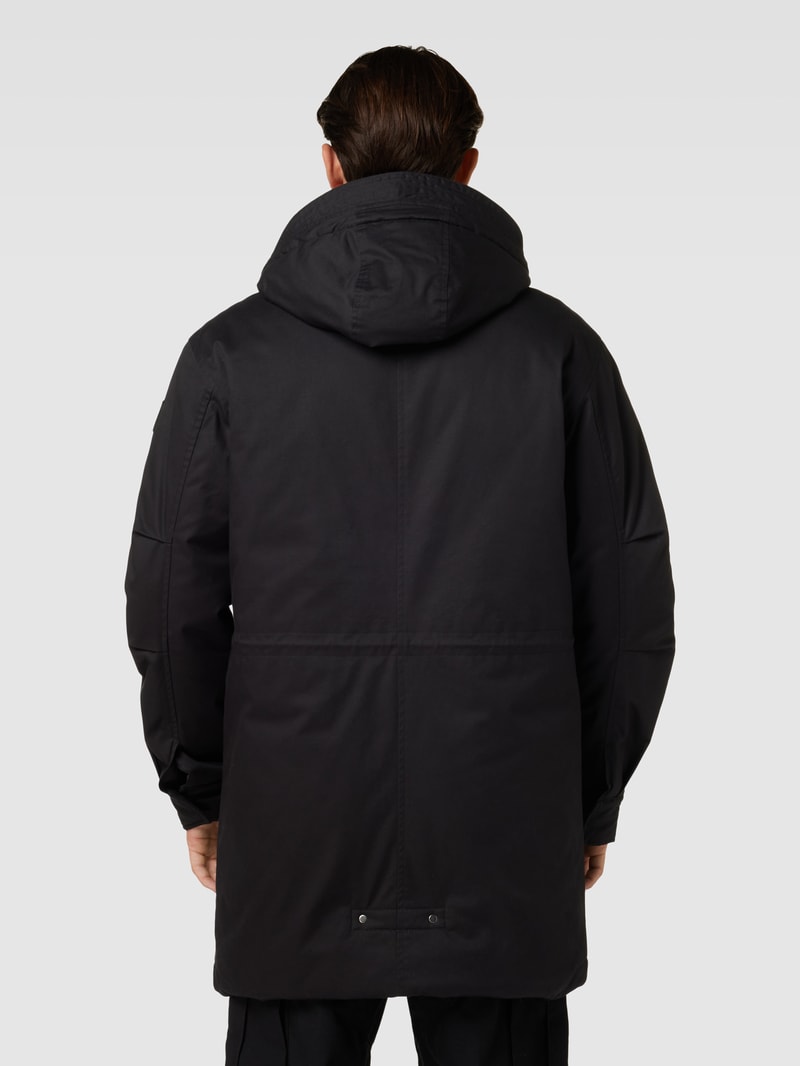 Parka mit verdecktem Reißverschluss in schwarz