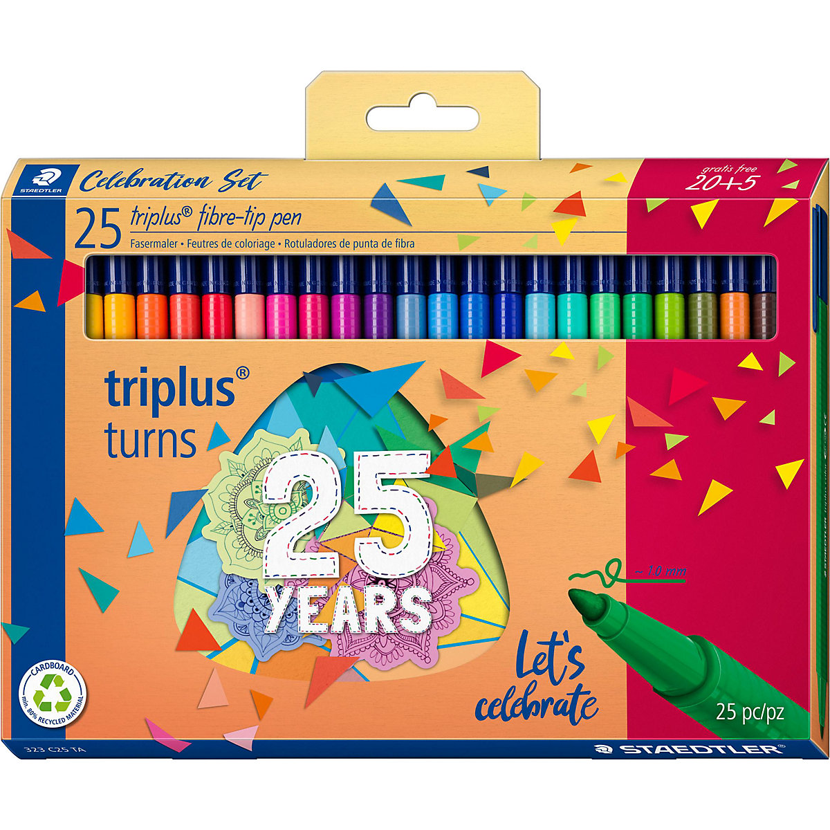 Dreikant-Filzstifte triplus color Jubiläumsserie 25 Jahre 1,0 mm, 25 Farben
