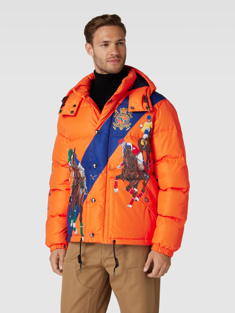 Steppjacke mit Motiv-Print in orange