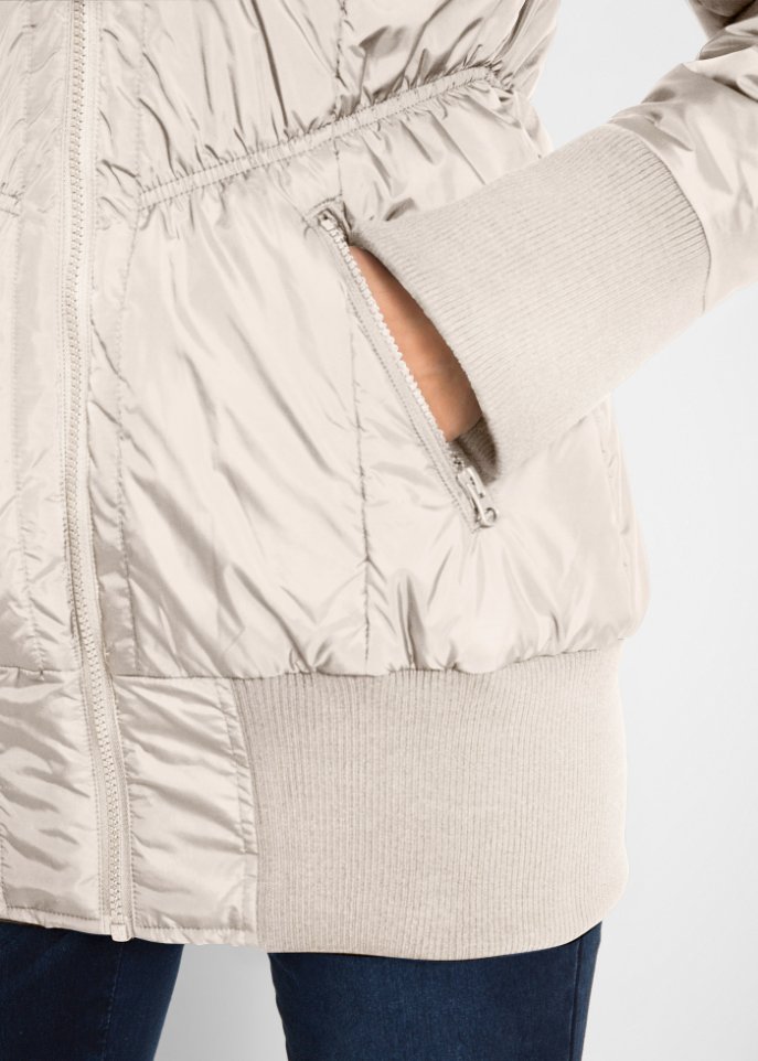 Steppjacke mit breitem Komfortbund und Kapuze