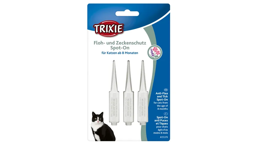 Trixie Floh/Zeckenschutz Spot-On** für Katzen ab 8 Monaten Inhalt: 3 x 1 ml 3 g