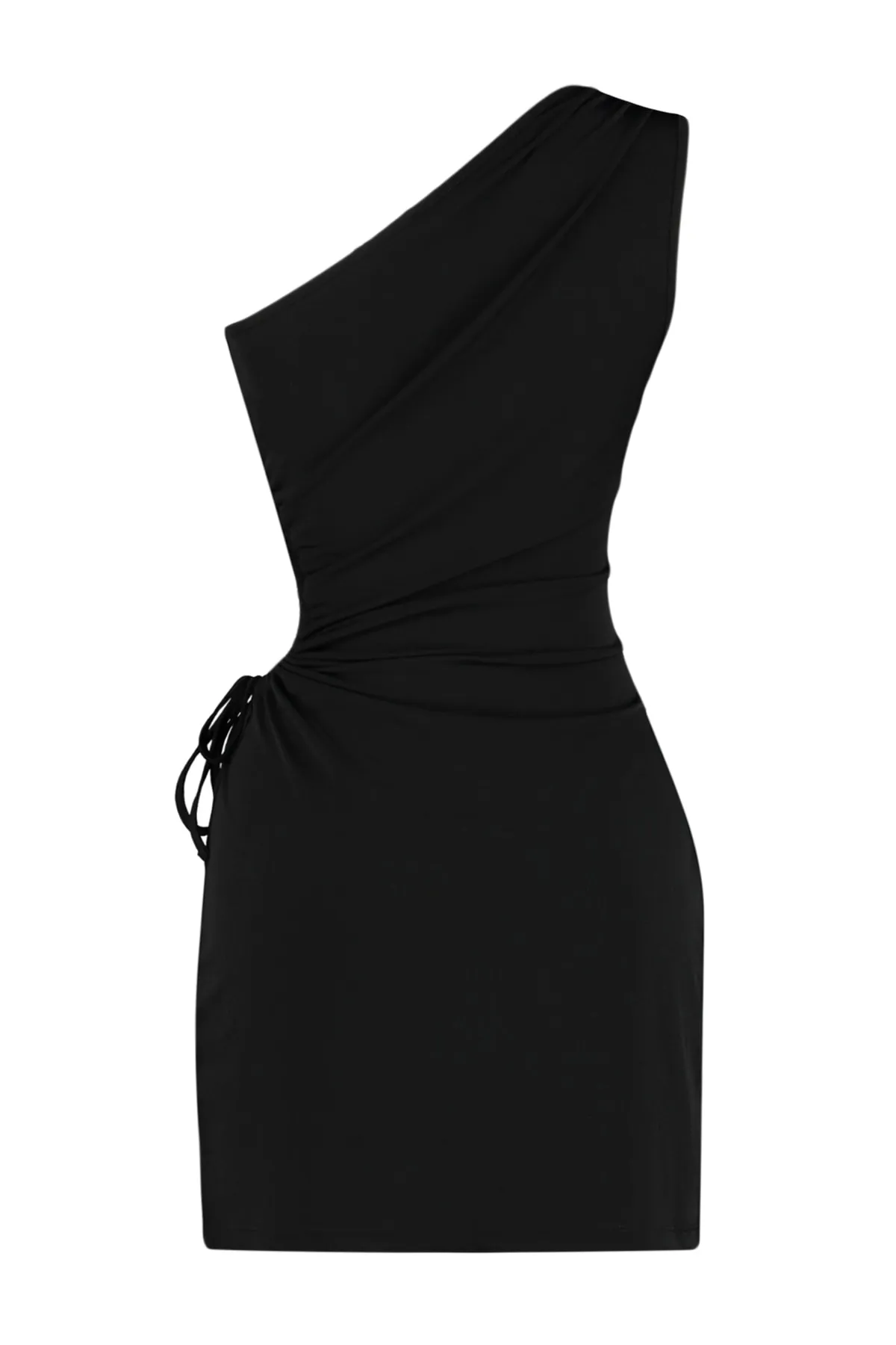 Trendyol Collection  Schwarzes, tailliertes, gestricktes Abendkleid mit Fensterausschnitt und Ausschnitten TPRSS23EL00154