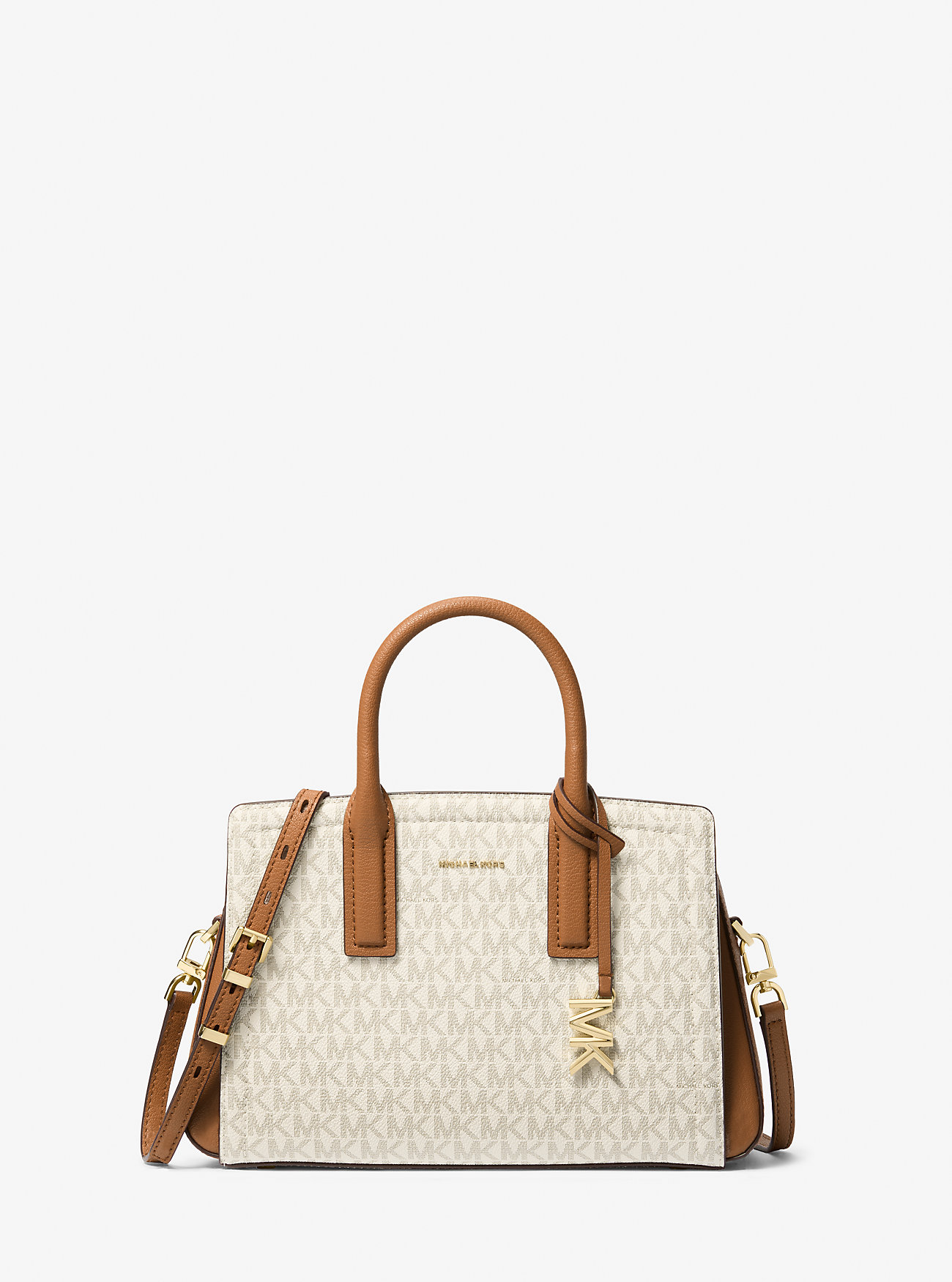 Laila Small Signature Logo Satchel - VANILLA/ACORN