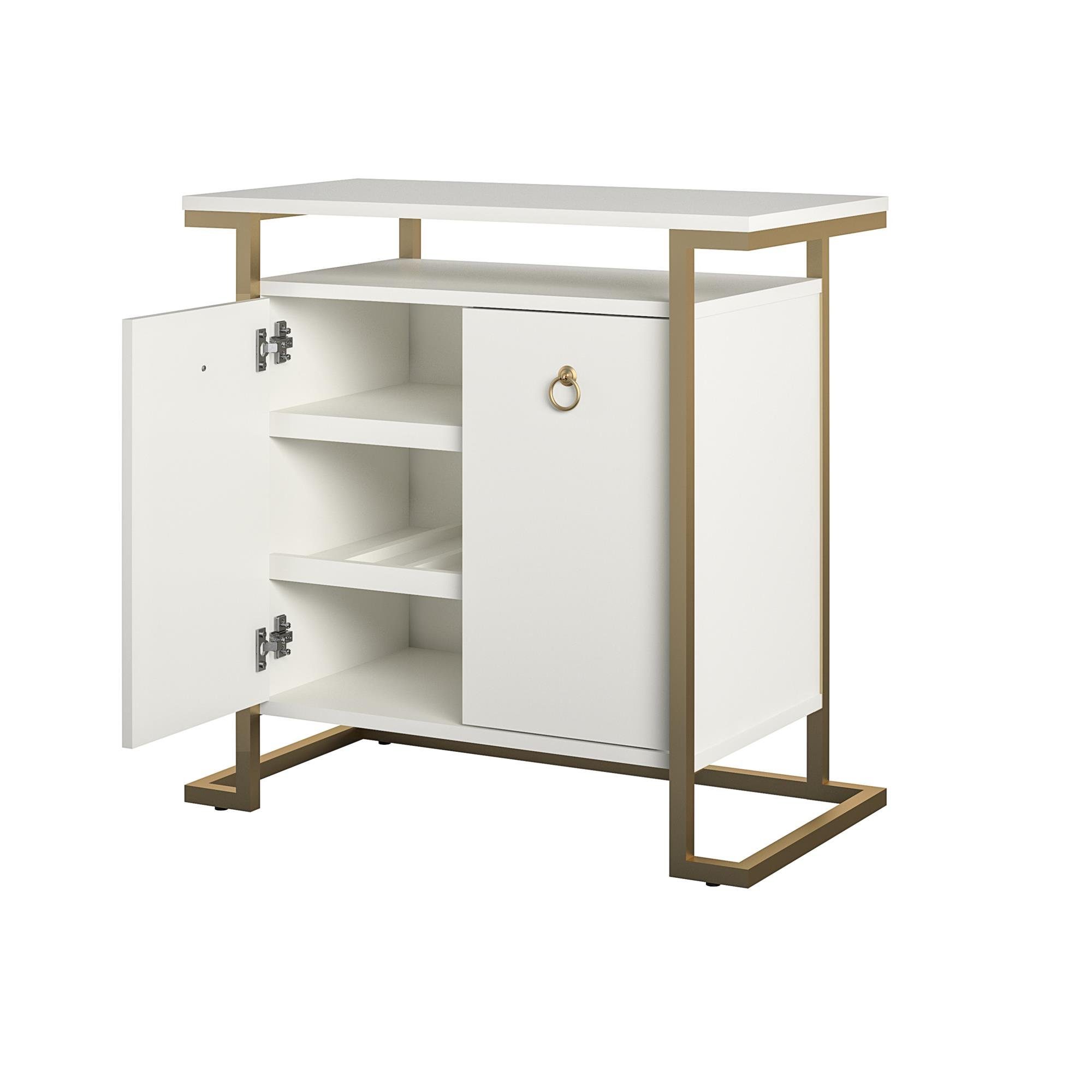 loft24 Barschrank Camila 2 Türen, Metallgestell in messingfarben, Breite 80 cm