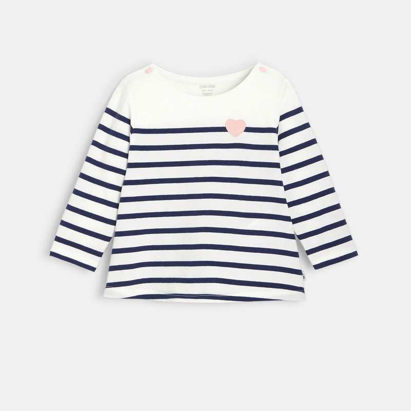 T-shirt marinière rayé coton bio bleu bébé fille