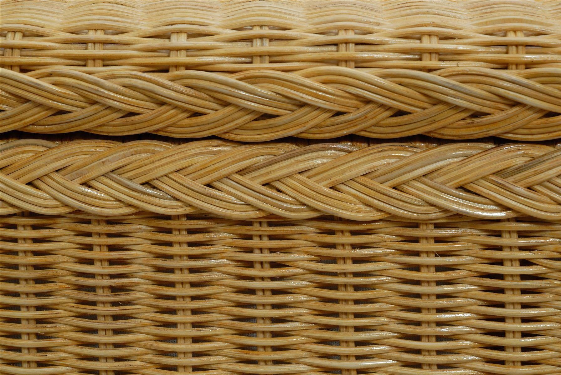 Krines Home Truhe Wäschetruhe mit Deckel Natur Rattan Truhe Aufbewahrung Rattantruhe (Wäschebox), mit herausnehmbarem Stoffinlett Truhenbank 80x40x40cm