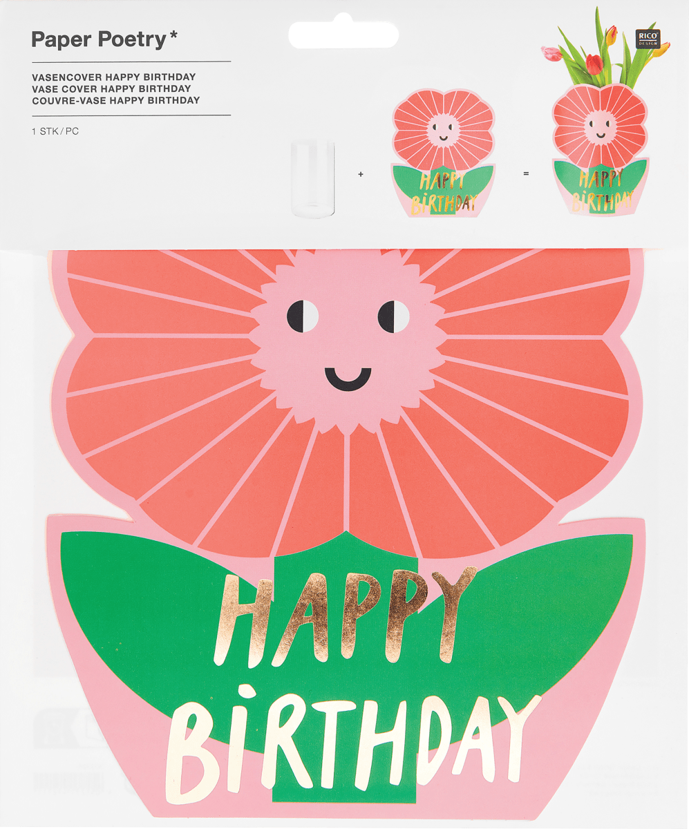 Cover aus Papier für Vasen \Happy Birthday\
