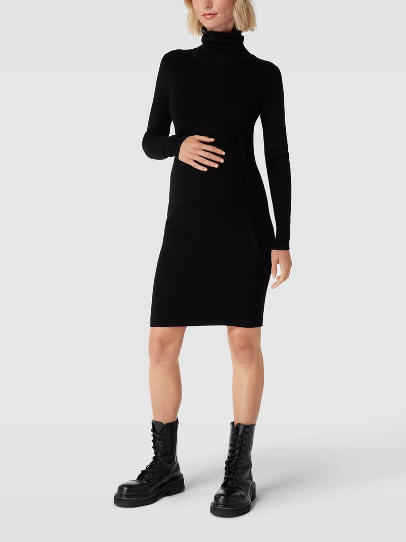 Umstands-Kleid mit Taillenband in schwarz