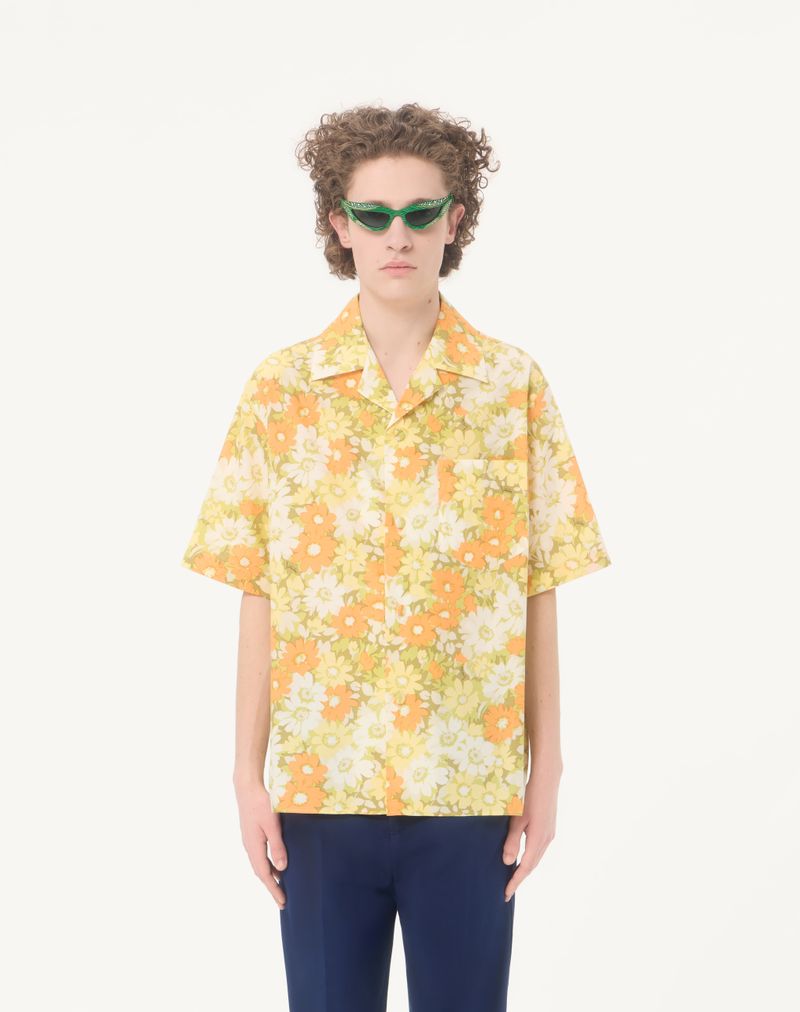 Valentino bowlingskjorte i bomuld med blomsterprint af papir