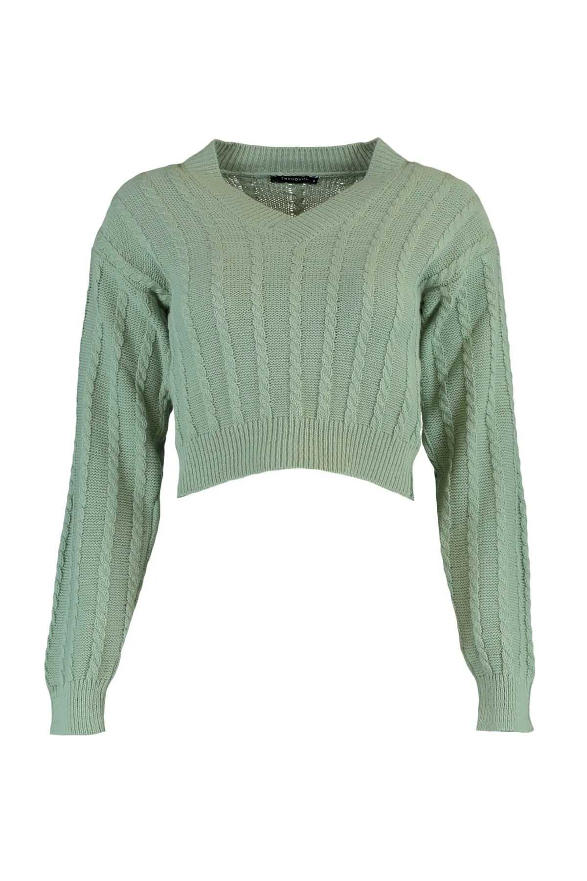 Trendyol Collection  Mintgrüner, kurzer Strickpullover mit Detail TWOAW23KZ00804