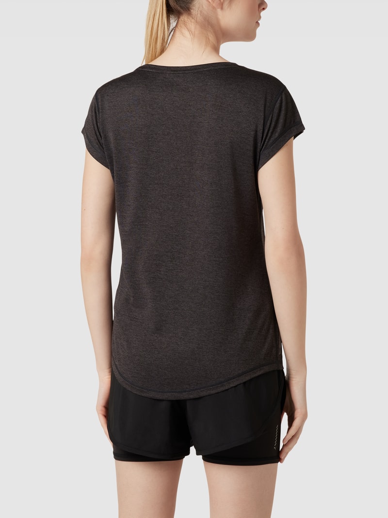 T-Shirt mit Label-Print Modell 'Heather' in dunkelgrau meliert