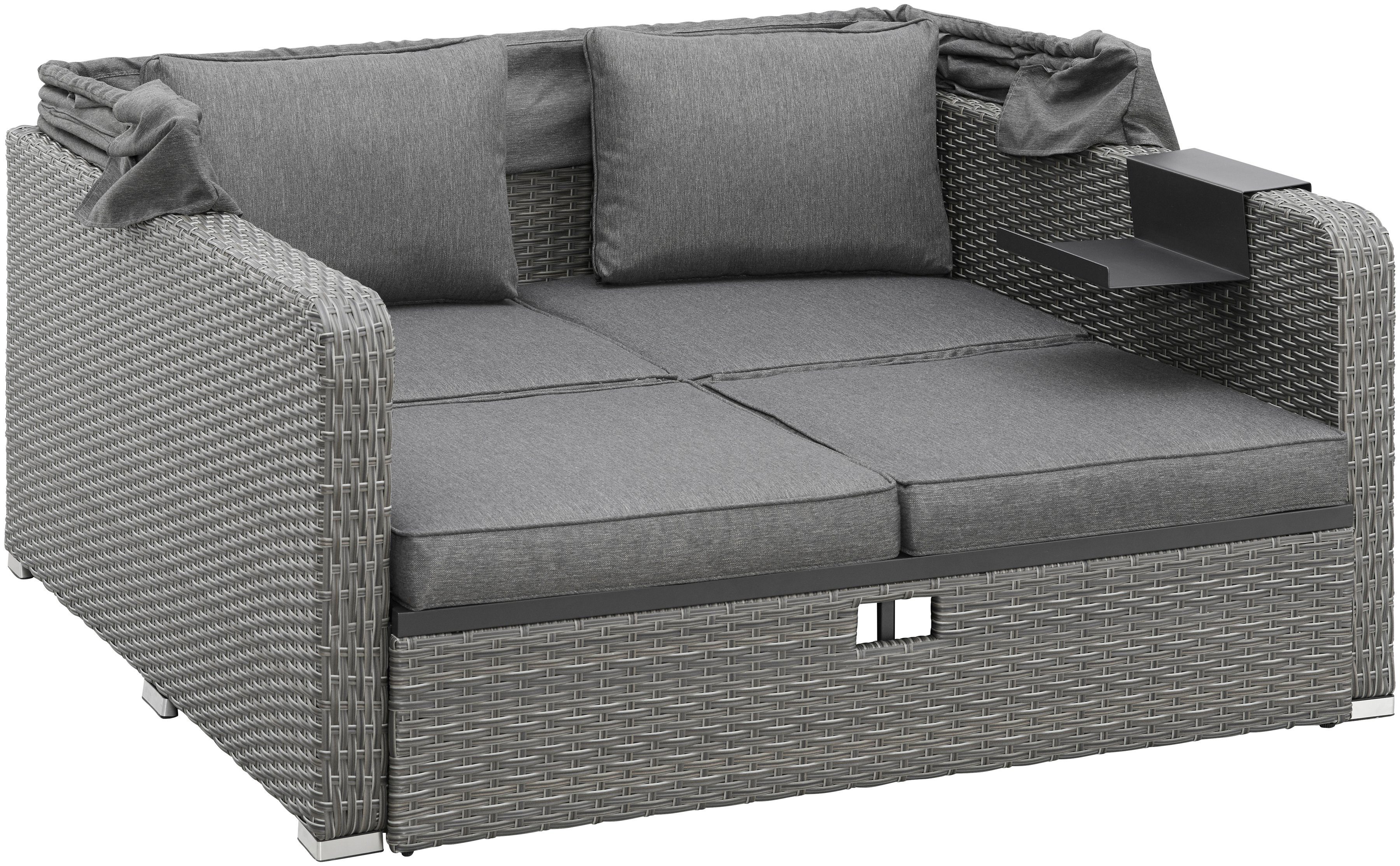 KONIFERA Loungebett Sylt, 8 Teile, Sofa, Zierkissen, Hängetisch mit klappbarem Dach