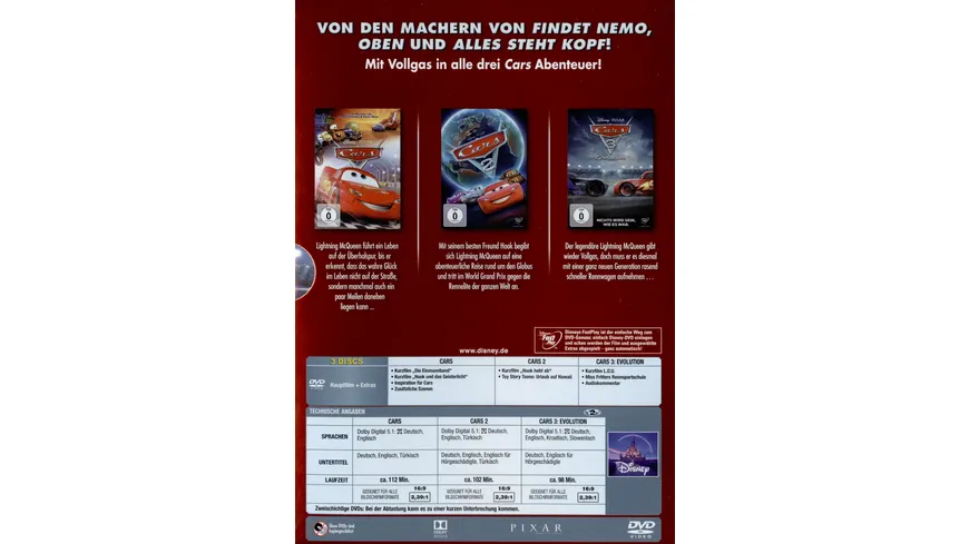 Cars 1 + Cars 2 + Cars 3  [3 DVDs]