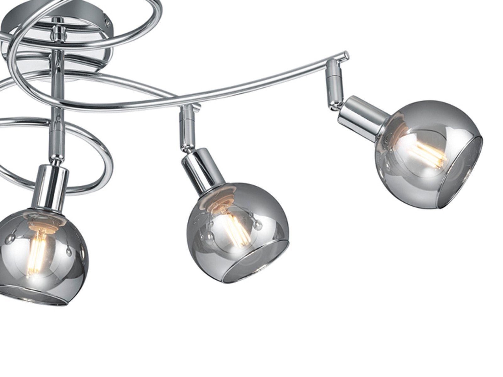 meineWunschleuchte LED Deckenstrahler, Dimmfunktion, LED wechselbar, Warmweiß, ausgefallene große Designer-lampe Rauchglas mehrflammig, B: 65cm