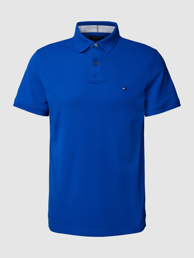 Poloshirt mit Label-Stitching in royalblau