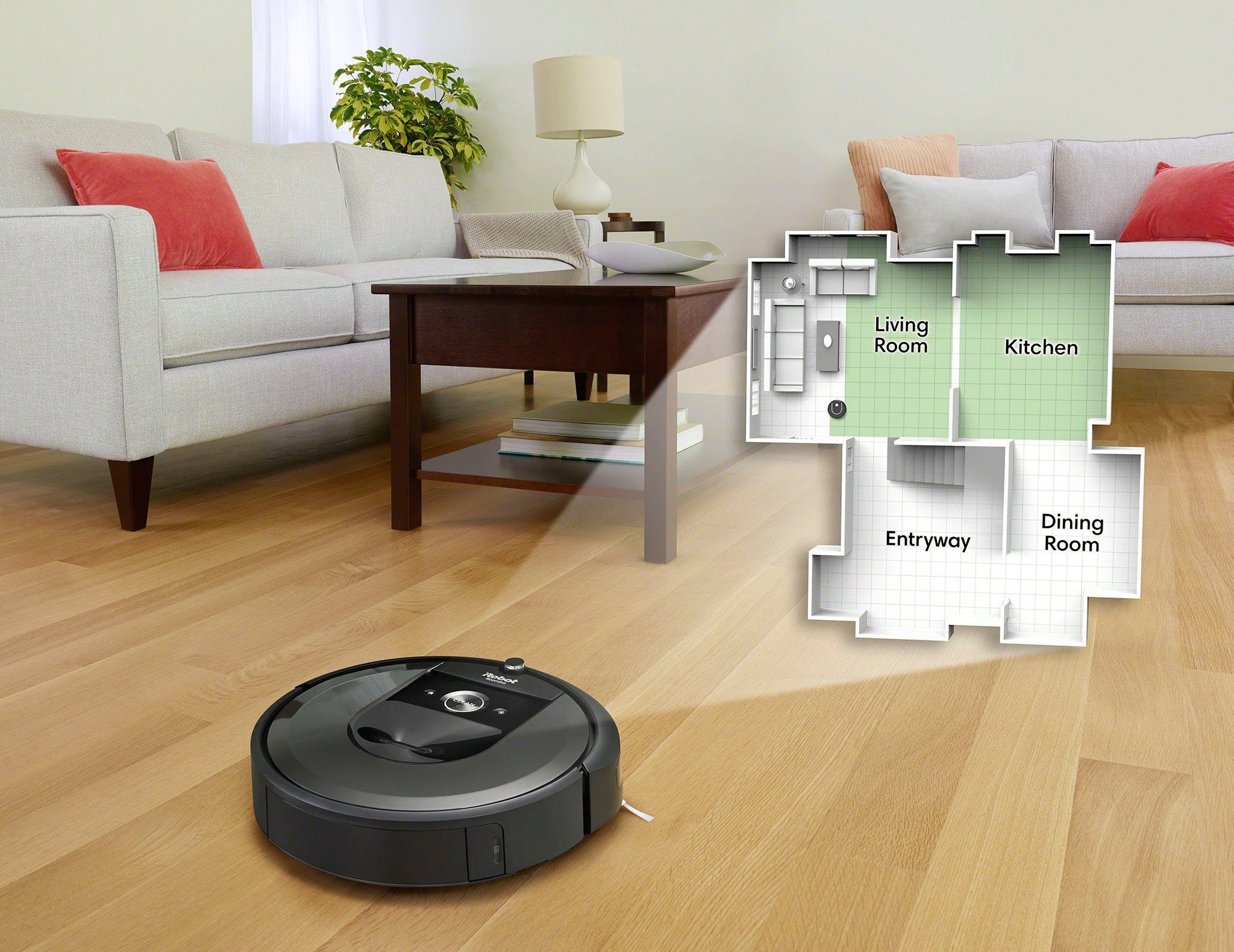 iRobot Saugroboter Roomba i7+ (i7558), mit Beutel, App-/Sprachsteuerung, Einzelraumkaritierung, Autom. Absaugstation