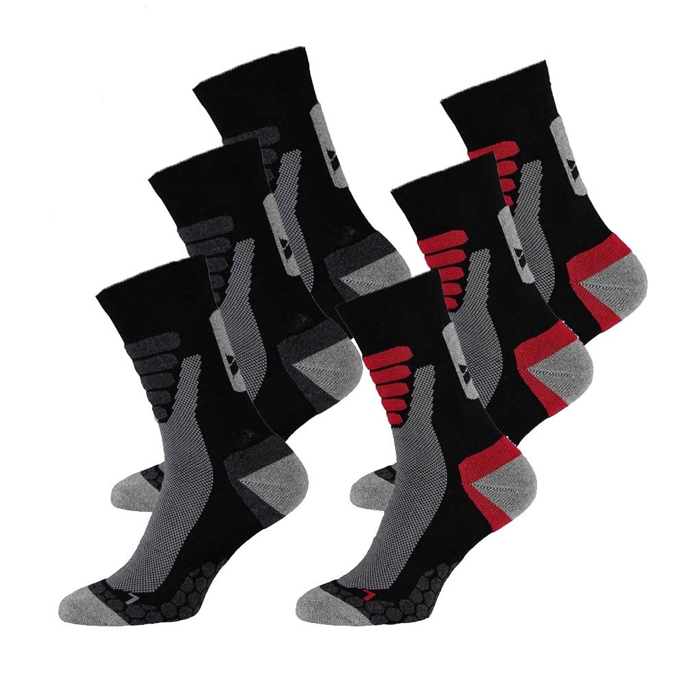 Xtreme 6 Paar Multi Black Wandersocken
