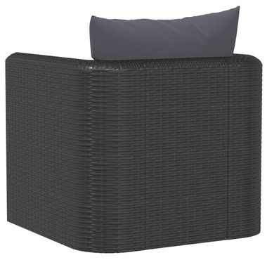 vidaXL Loungesofa Sessel mit Auflagen Poly Rattan Schwarz, 1 Teile