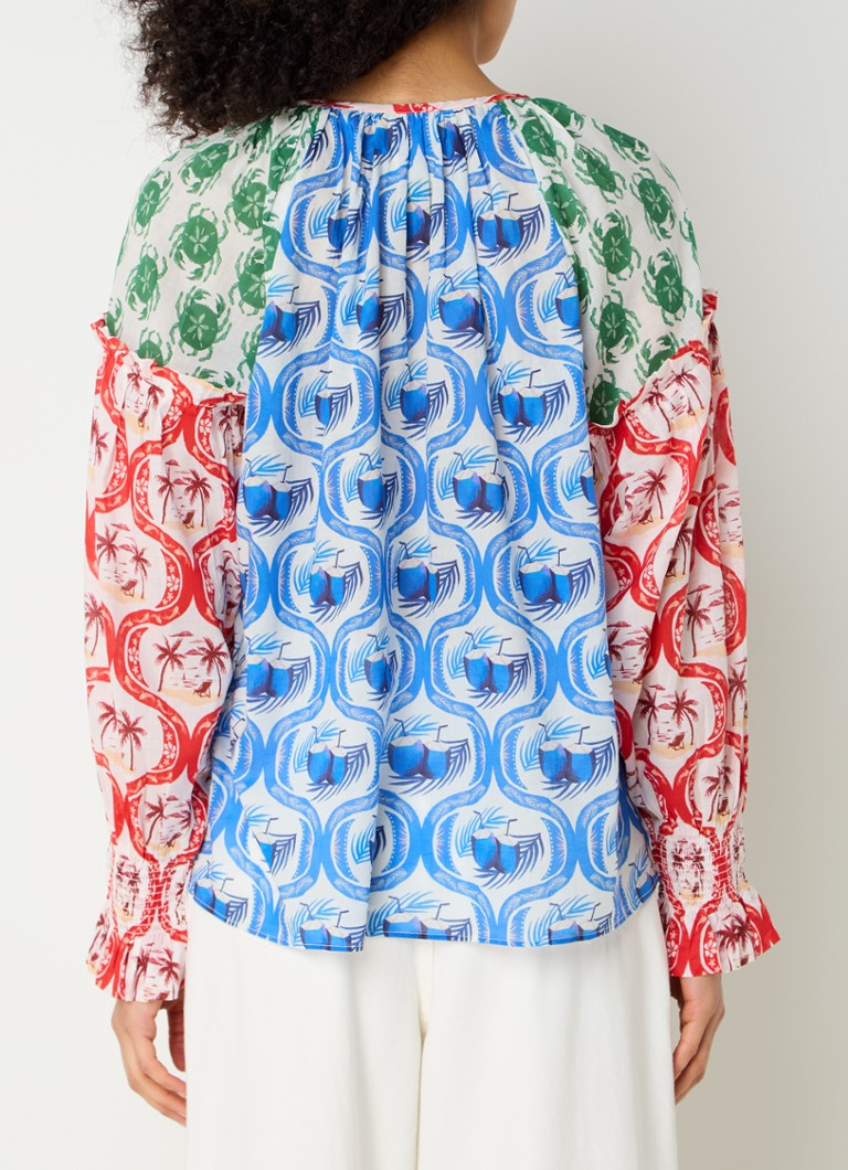 Farm Rio Summer Mix tunic with print and bead decoration