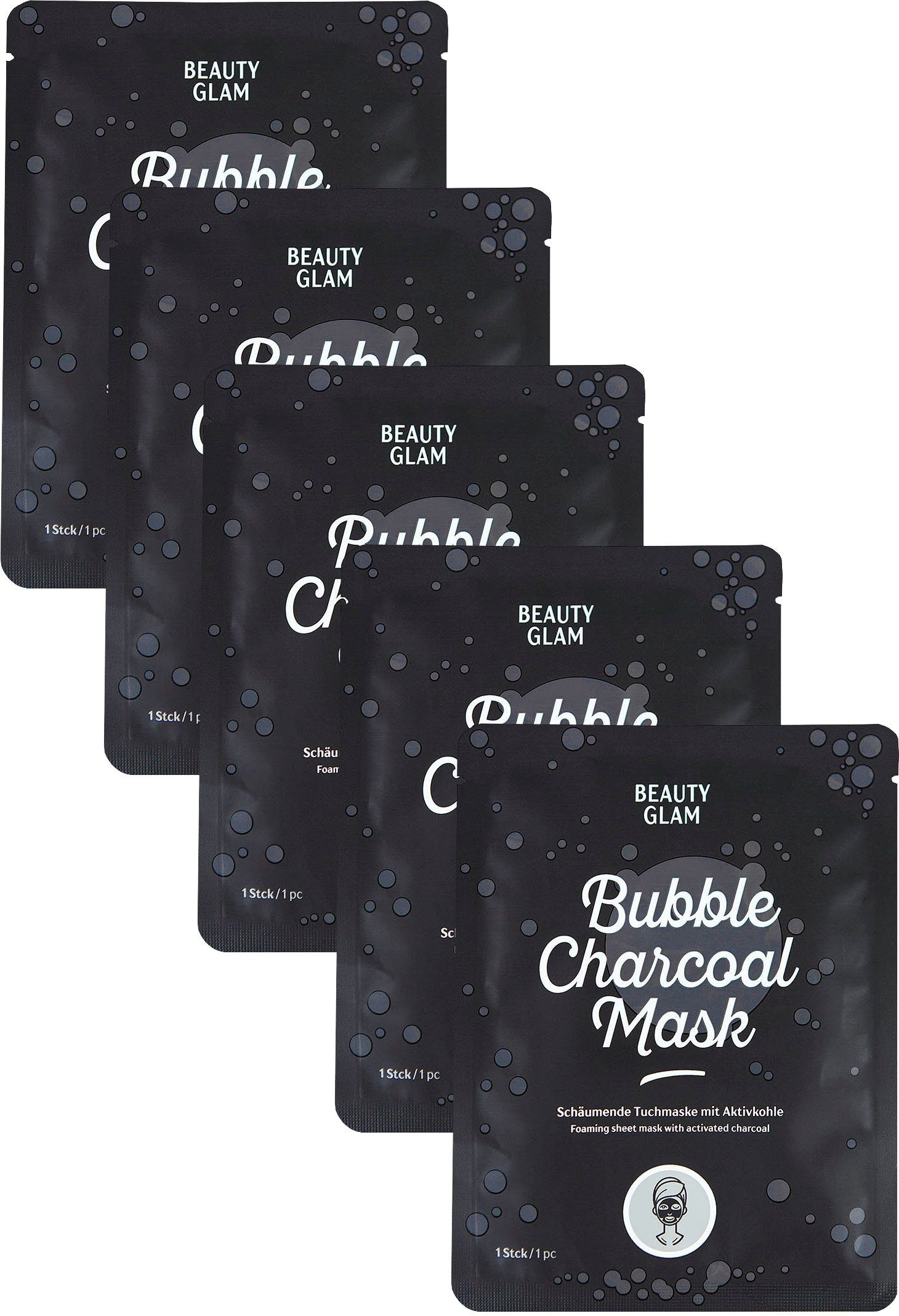 BEAUTY GLAM Gesichtsmasken-Set Bubble Charchoal Mask Set, 5-tlg.