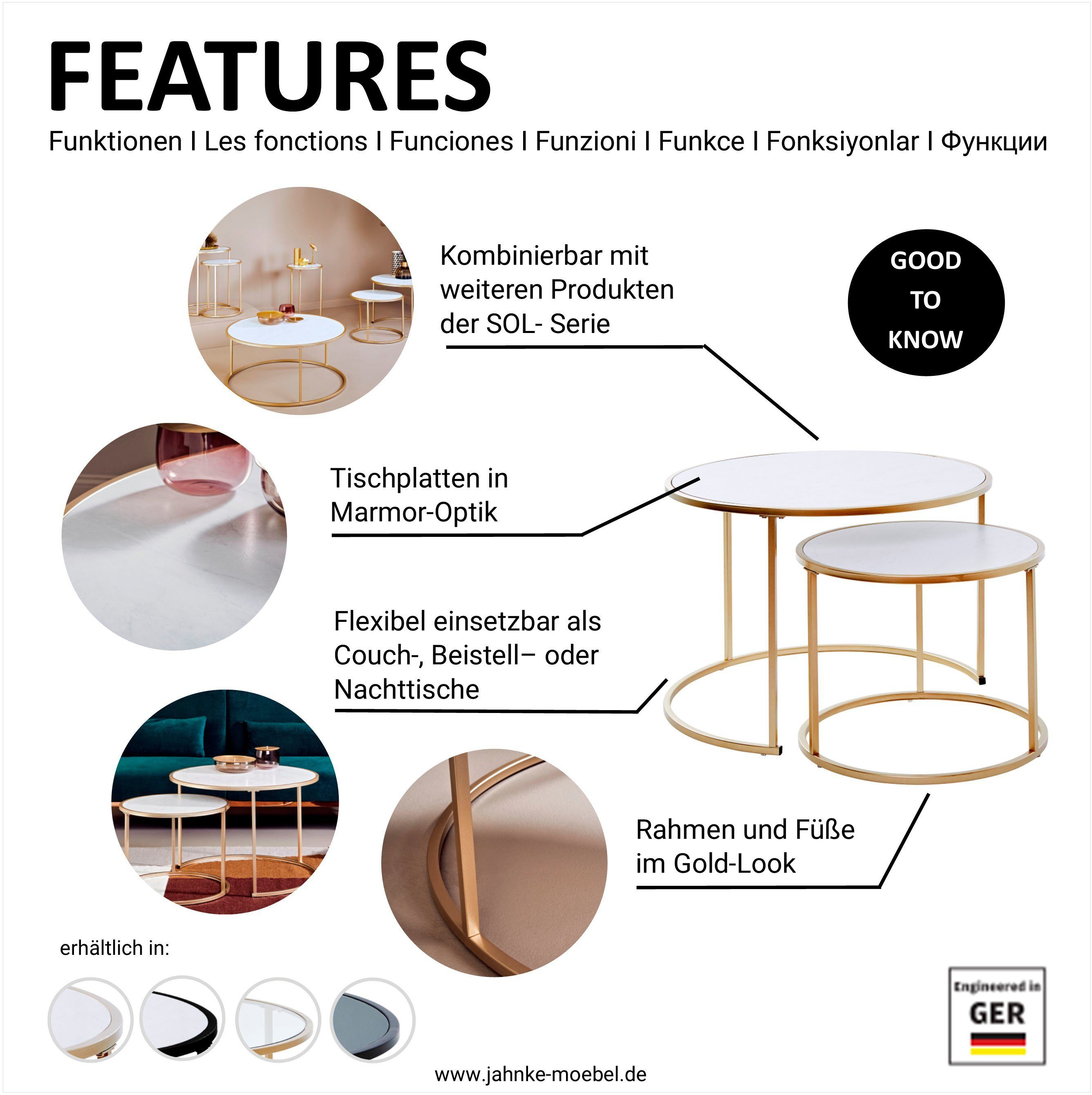 Jahnke Couchtisch (2-St), Couchtisch, Beistelltisch, Nachttisch in edlem Look