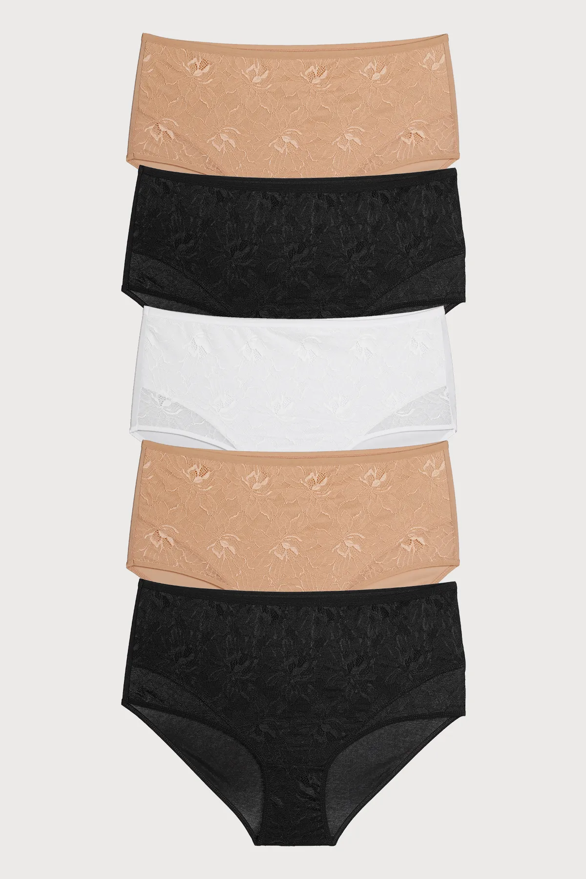 Nicoletta  Damen-Slips, große Größe, Spitzen, 5er-Pack, Baumwolle, Lycra, MIXCOLOR