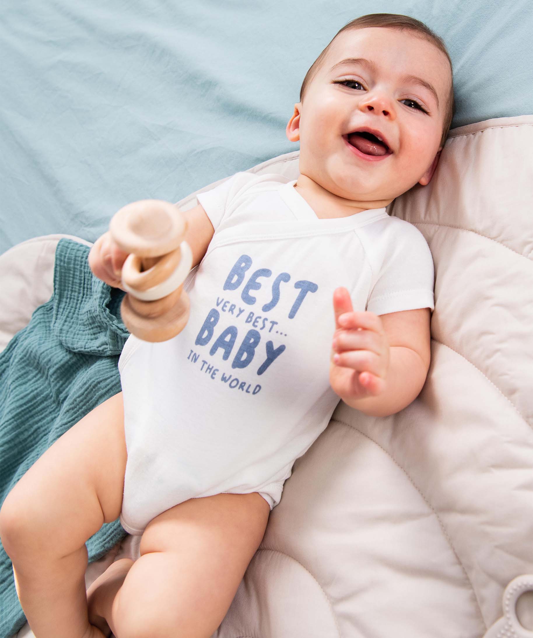 Body bébé à manches courtes et ouverture croisé motif di... blanc | GEMO