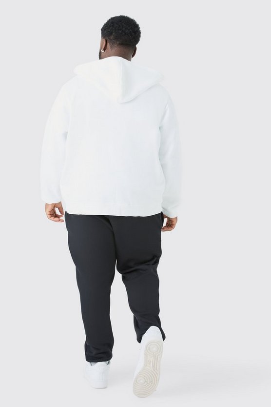 Plus Basic Hoodie in Weiß mit Reißverschluss