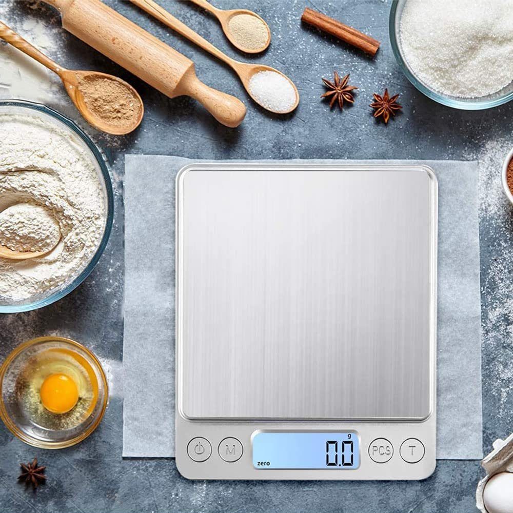 Blusmart Küchenwaage Feinwaage, (Professionelle Präzisionswaage/Feinwaage/Goldwaage/Taschenwaage, Mit Tara-Funktion, sehr genau), Digitale hochpräzise elektronische Küchenwaage mit LCD-Display