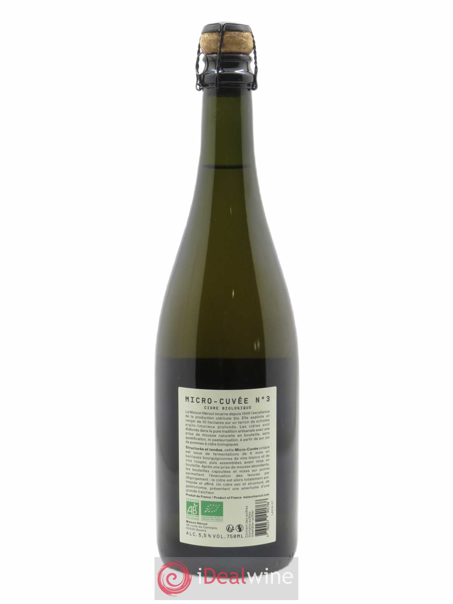 Cidre Micro Cuvée n°3 Herout  2019 - Lot de 1 Bouteille