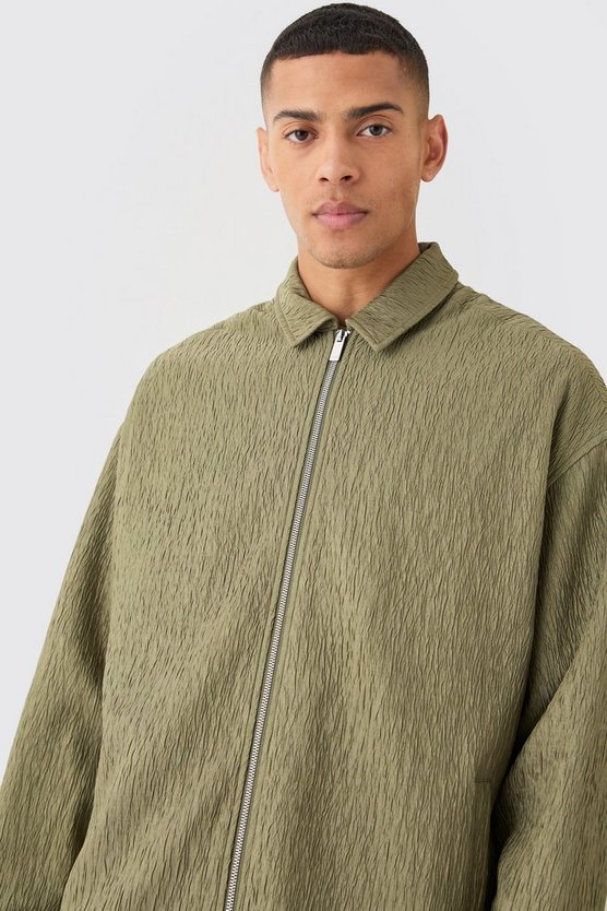 Smarte strukturierte Satin Harrington-Jacke